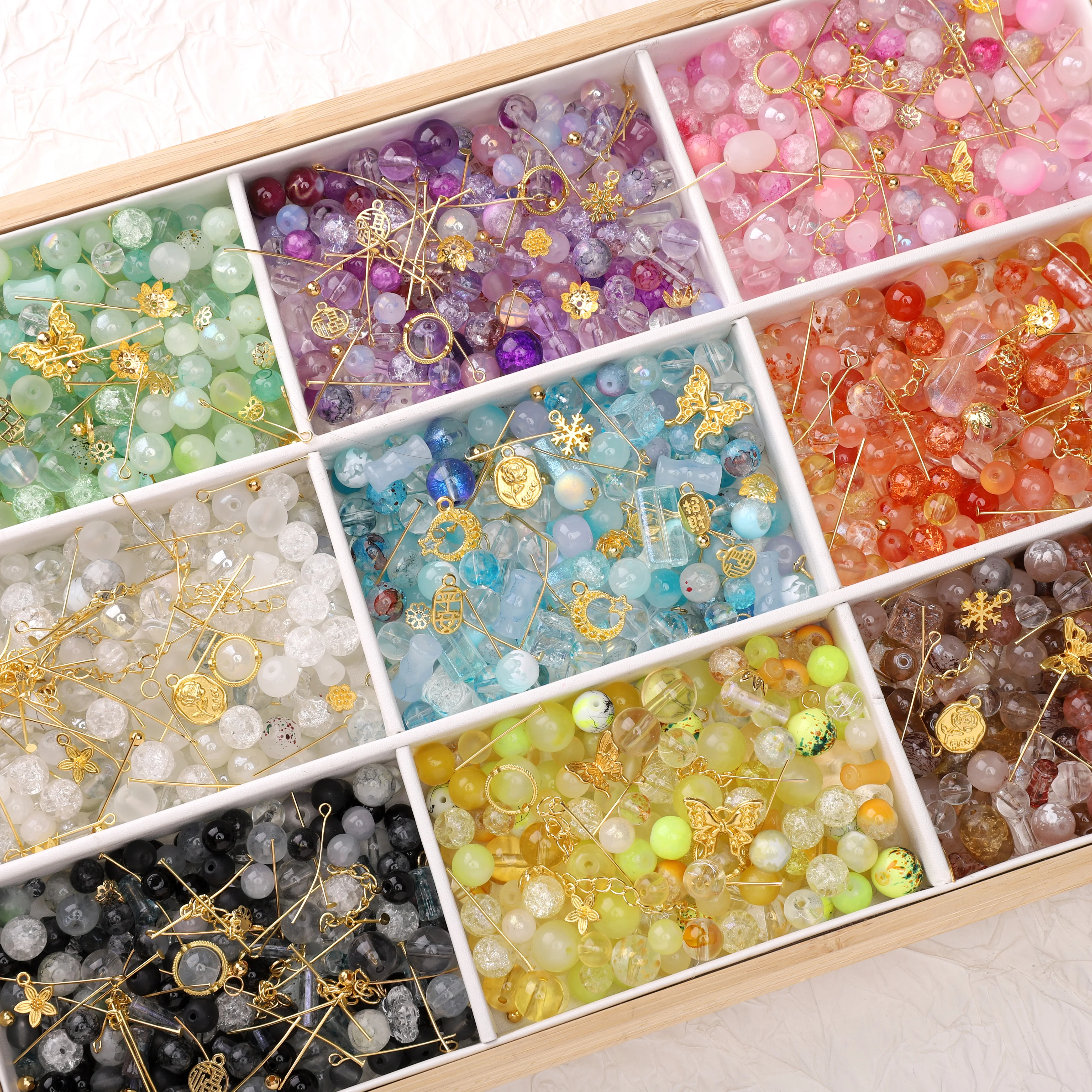 

30/50g/bag Mixed Color Glass Beads and Alloy Accessories Material Package For DIY Bracelet Necklace Jewelry Making Projects