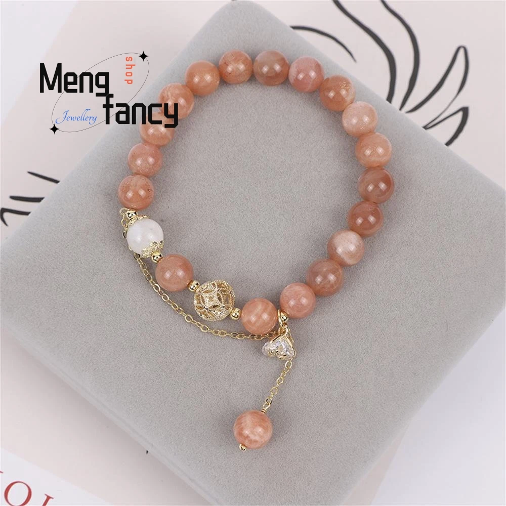 

Niche Design Sunstone Moonstone Beaded Bracelet Sweet Crystal Jade Hand Jewelry Exquisite High-grade Luxury Jewelry Holiday Gift