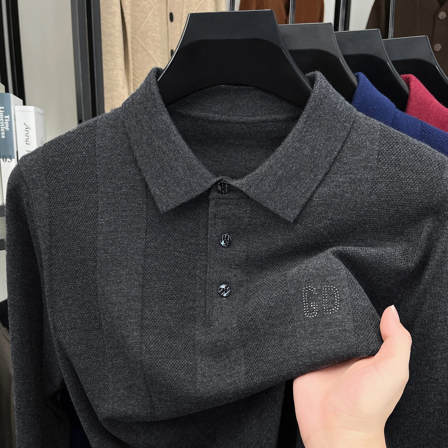 

Новинка 2025 года, футболка с длинными рукавами, мужской осенне-зимний свитер с воротником, шерстяной свитер, повседневный вязаный базовый топ, мужской тренд