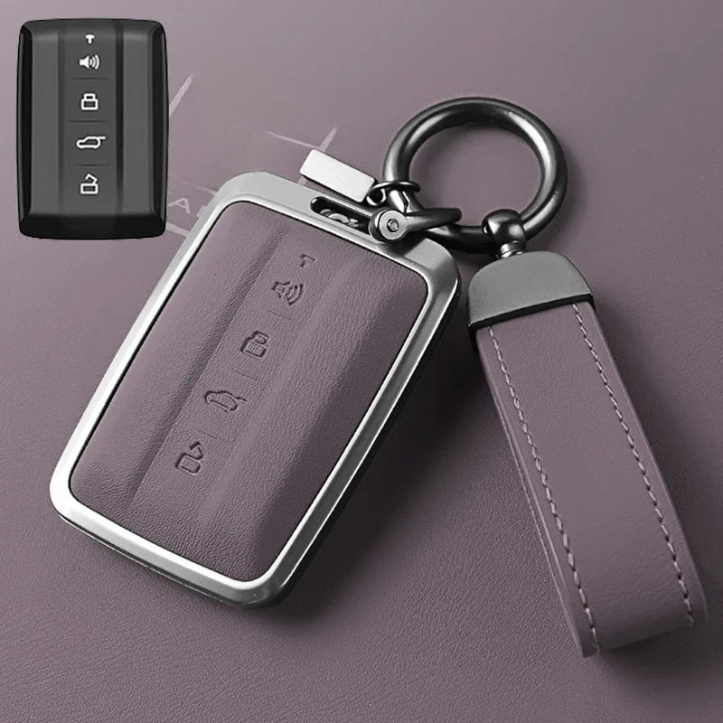 Aluminum Alloy +Leather Car Key Protection Cover Fall Prevention Protection Key Anti Scratch and Wear-resistant for Tank 500 700