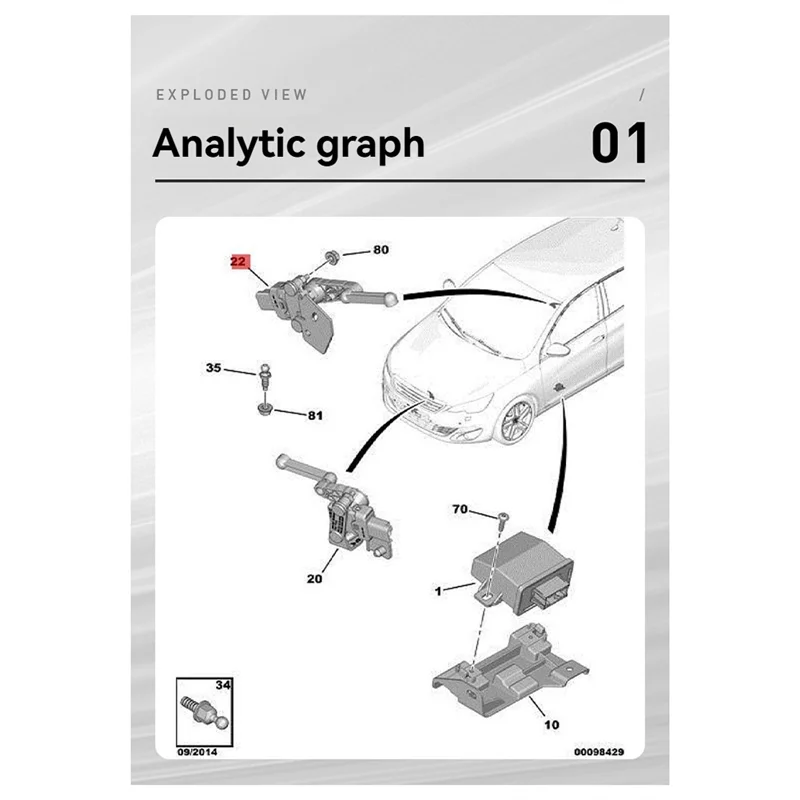 9817443780 Sensor Level Lampu Depan Belakang Mobil untuk 308 4008 5008 Citroen Aircross C5 2019-2021