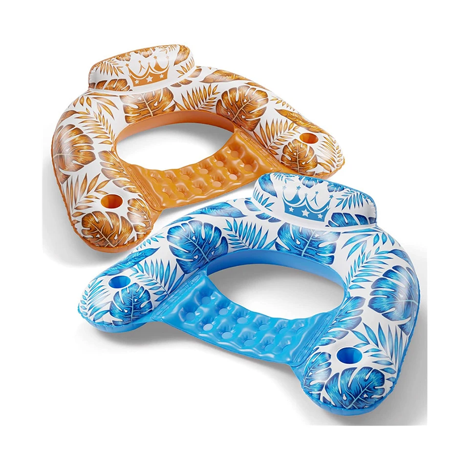 Aufblasbare Pool-Schwimmliegen für Erwachsene, 100*80CM PVC Schwimmliege mit Getränkehalter, Tragbares Wasserfloß für Schwimmbäder FY-2 – Detail 2
