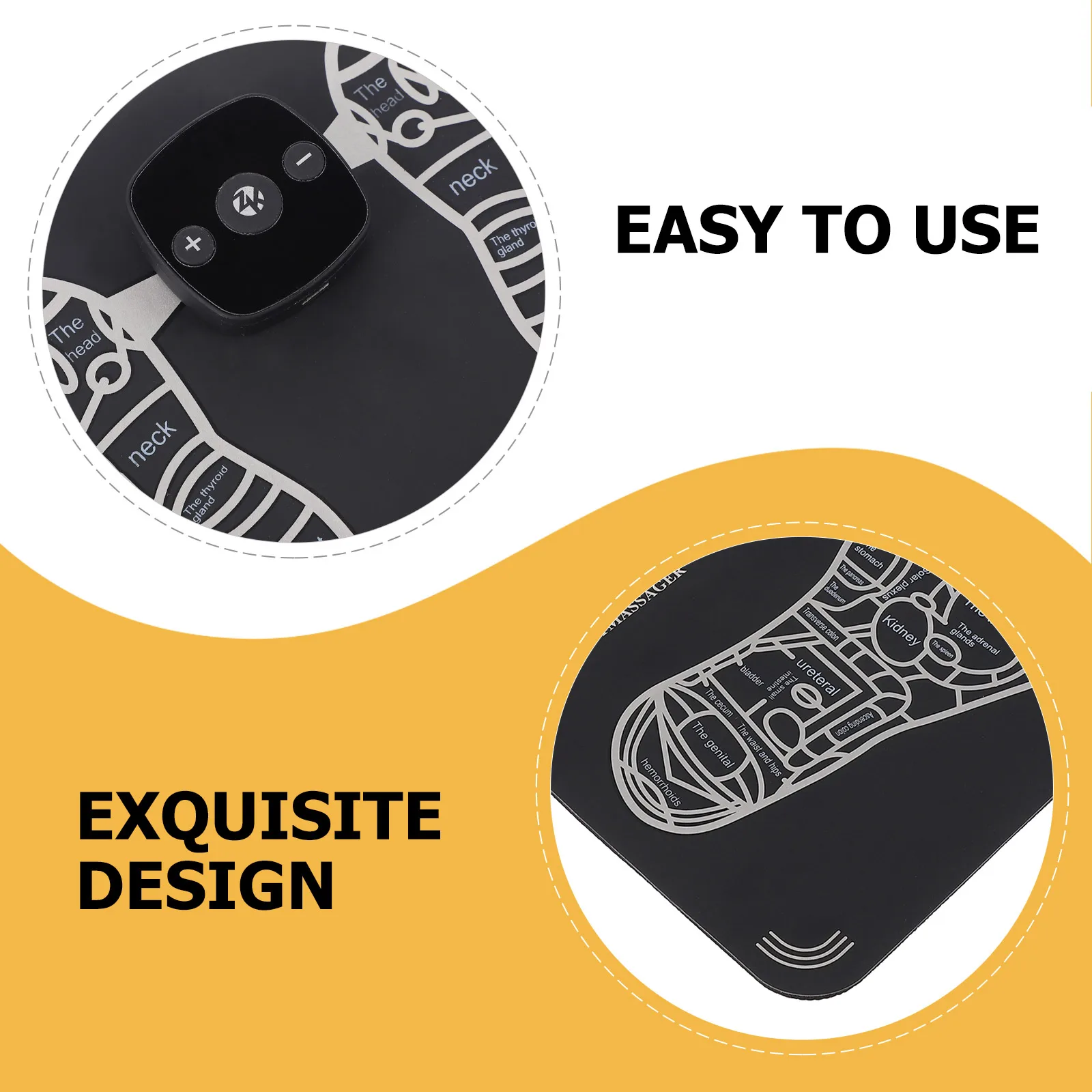 

1pc Foot Massager Black Remote Microcurrent Pad 6 Manipulation 15 Intensity USB Charging Cushion Home Use Foot Care Machine