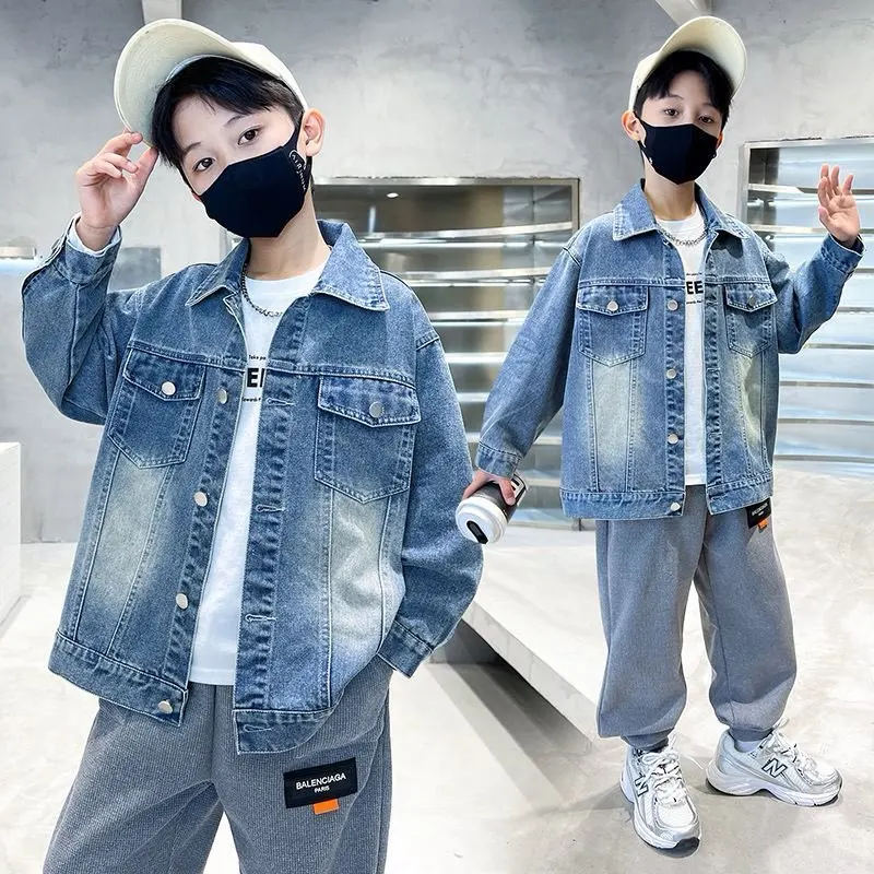 Children's Denim Jacket Spring Autumn New Big Boy's Casual Loose  Coat Jeans 3 5 7 9 10 12 Y