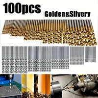 50/100pcs HSS Titanium Coated Twist Drill Bit Set High Speed Steel Metal Drill Bits For Cast Iron Wood High Quality Power Tools