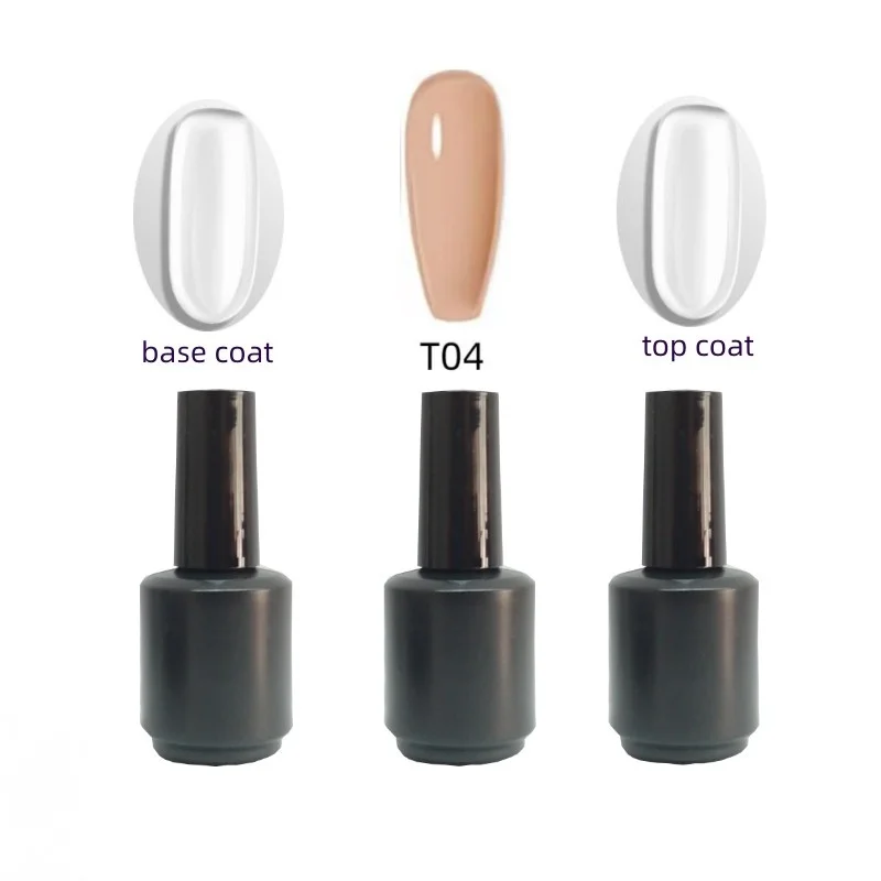 Nude color T04 Gel+Base coat+Top coat 8 ml 3 pieces per set UV nail gel polish