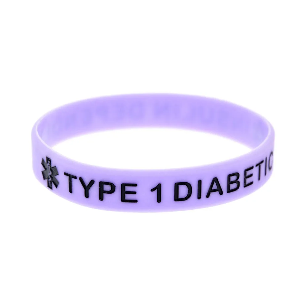 50 Stück, Typ 1, Diabetiker-Armband, Silikon, zur Sensibilisierung für die Diabetesserkrankung, Gummiarmband, unisex. – Detail 7