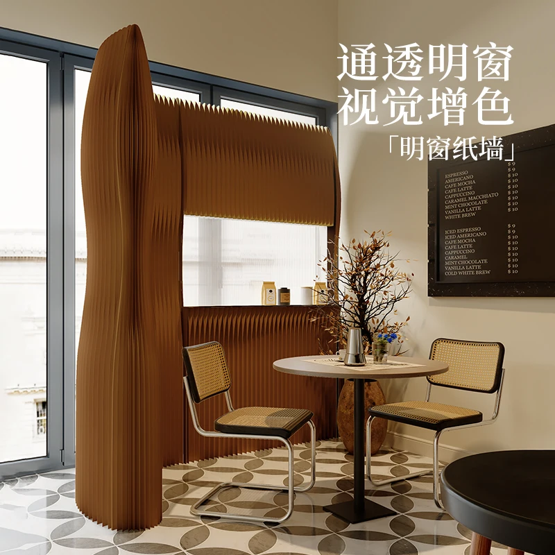 Partition wall simple self-installation folding movable screen background panel bright window paper wall