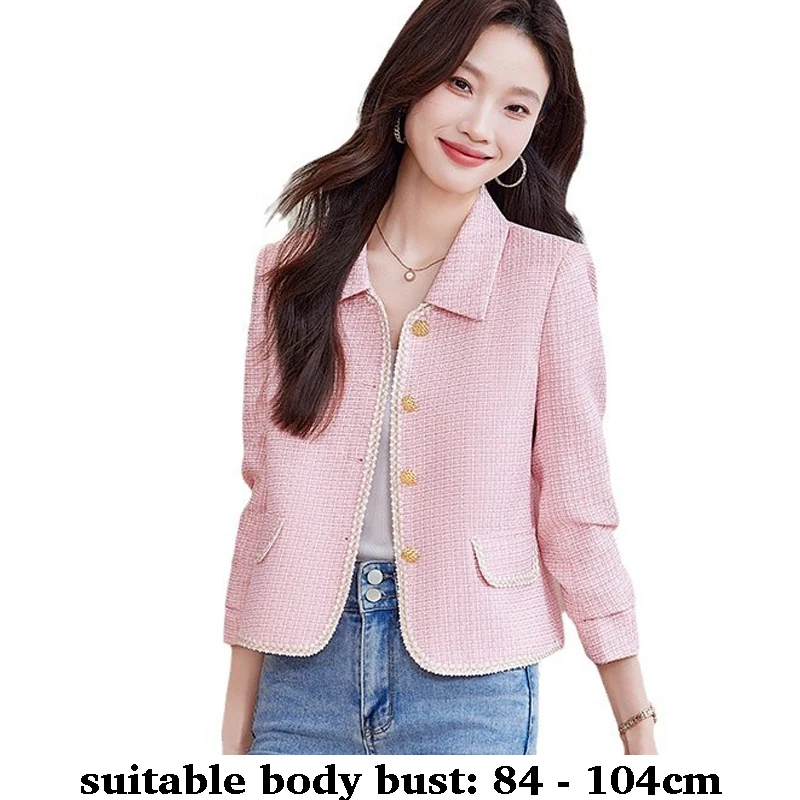 

High quality blazer for women turn down collar button jacket autumn spring 2025 elegant office clothes blue beige pink