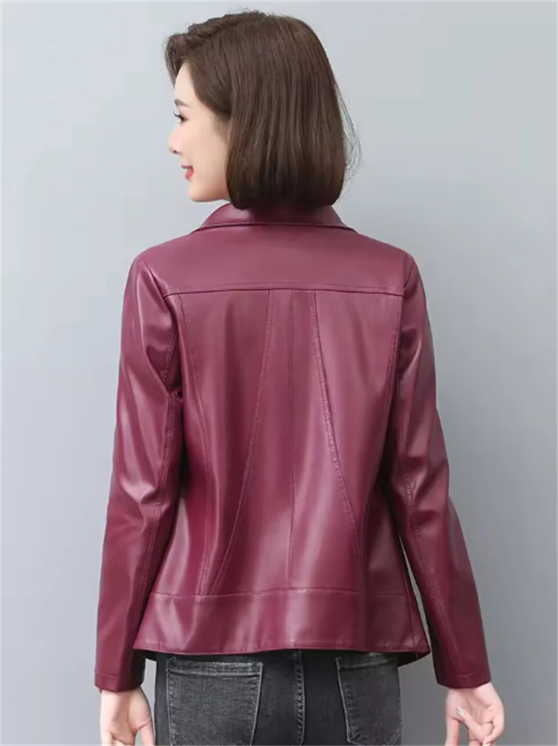 Nuova giacca in pelle da donna autunno inverno moda casual colletto alla coreana fodera in cotone sottile corto cappotto di pelle di pecora capispalla femminile