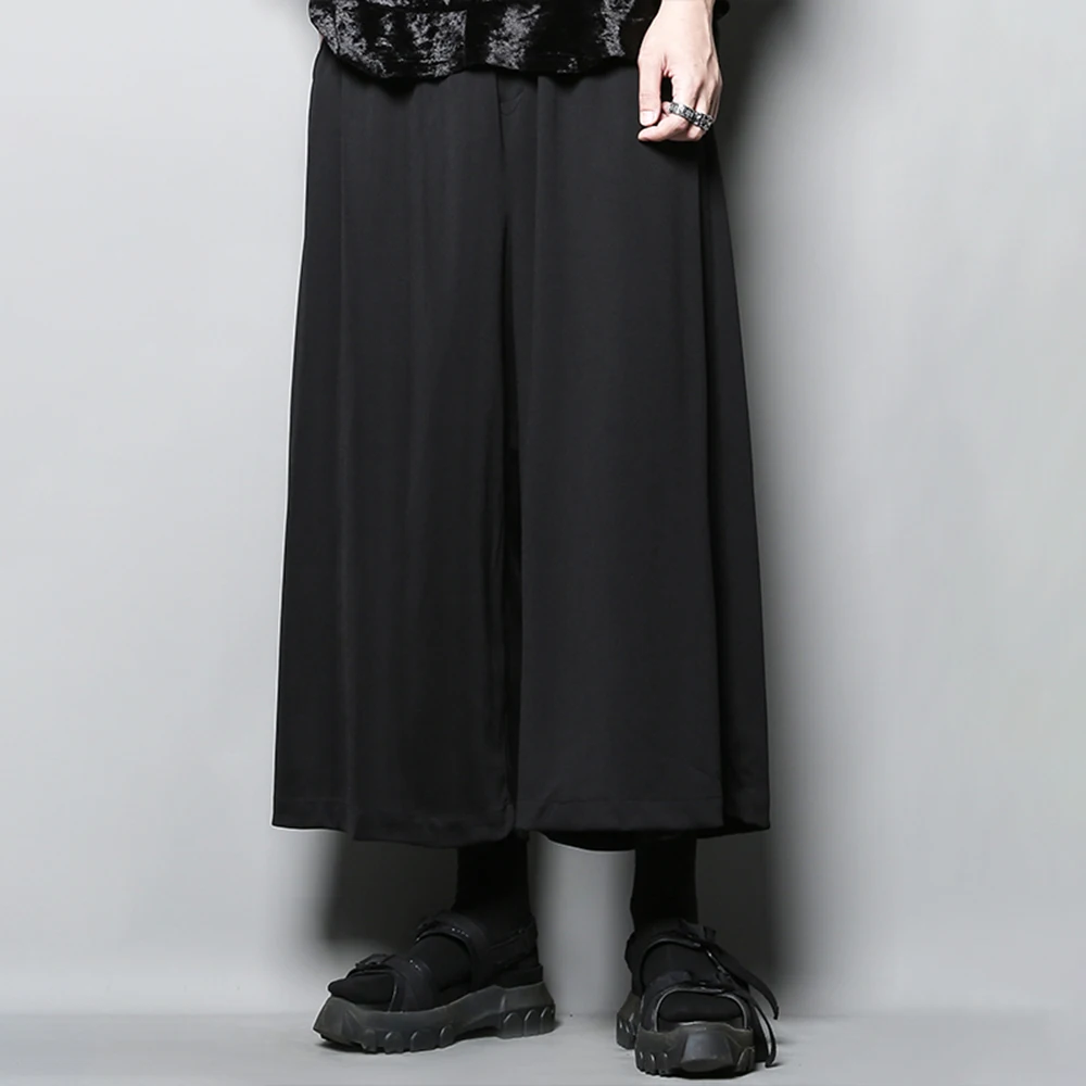 

Mens Culottes Dark Plain Casual Samurai Pants Streetwear Fashion Couples Youth Campus Versatile Wide Leg Pants Mens Clothing New