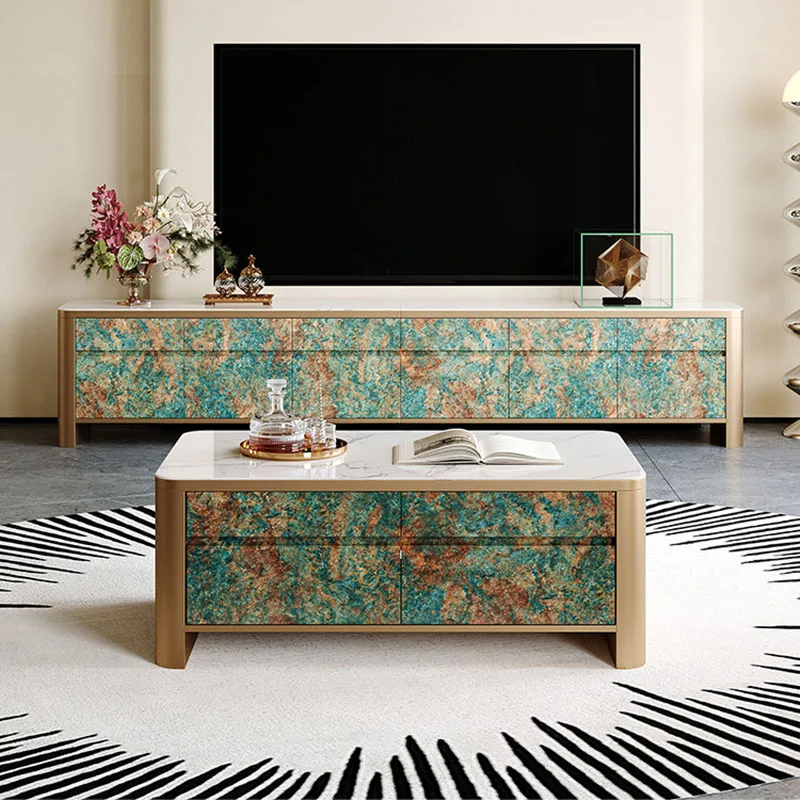 Mid Century Luxury Tv Unit Design Vintage European Aesthetic Tv Table Elegant Premium Meuble Télévision Furniture For Home