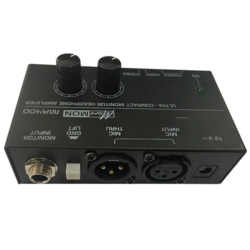 Dependable-MA400 Headphone Preamplifier Microphone Preamplifier Audio 6.35Mm & 3.5Mm Headphone Outputs Mixer US Plug