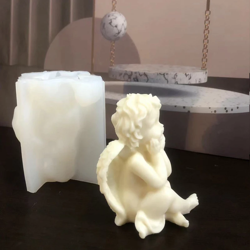 3D Large Angel Silicone Molds Cute Angel Wings Baby Portrait Candle Resin Crafts Plaster Mold DIY Soap Ice Cube Baking Tool