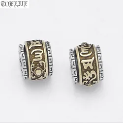 Vintage 100% 925 Silver Buddhist OM Mani Beads Sterling Lotus Loose Beads DIY Bracelet Findings