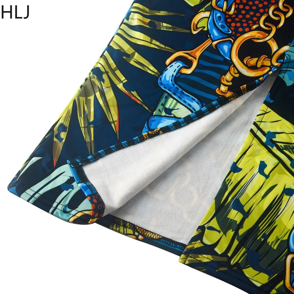 HLJ Fashion Retro Flower Printing gonne Skinny donna vita alta Slim Bottoms Sexy femminile OL abbigliamento Streetwear 2024 autunno nuovo