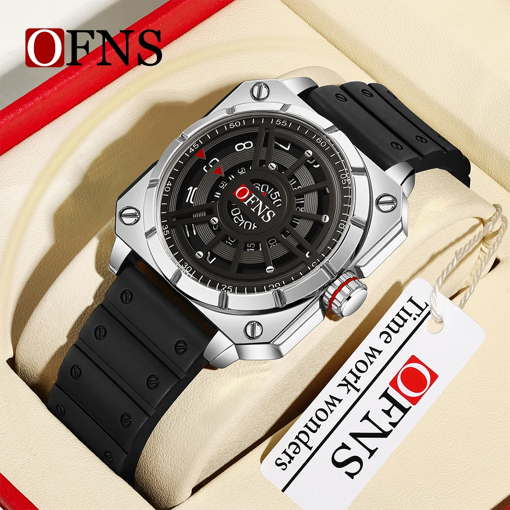 

OFNS New 8026 Fashion Men's Watch Creative Cool Trend Large dial Quartz Watch Business Waterproof Men's Watches