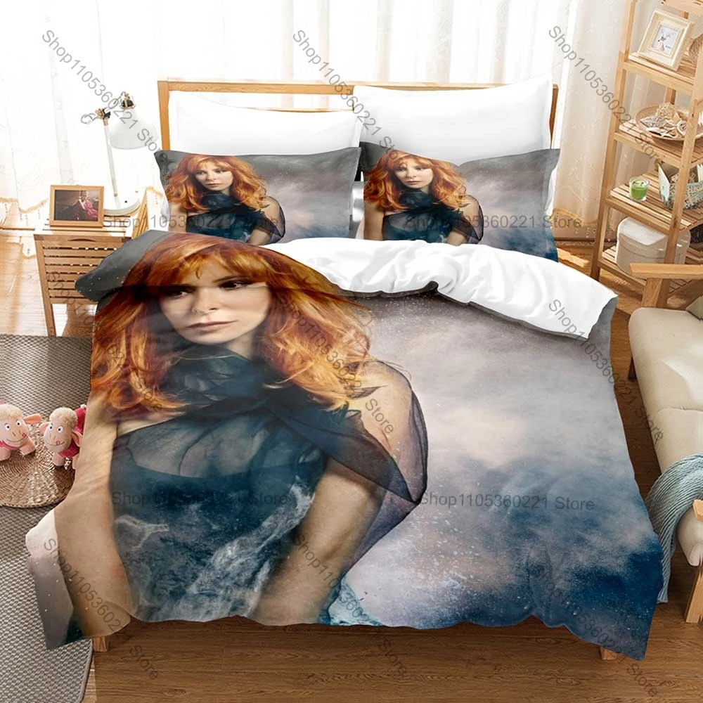 Best Selling French Singer Mylène Farmer Music Merchandise Duvet Cover Set 1 Duvet Cover + 2 Pillowcases Fan Holiday Present
