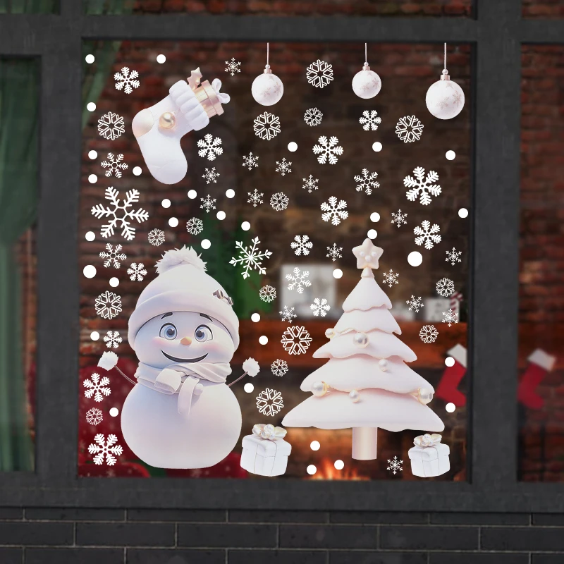 

4Sheets Christmas Window Stickers Santa Claus Snowman Glass Decal Home New Year Gift Merry Christmas Decoration 2025 Navidad