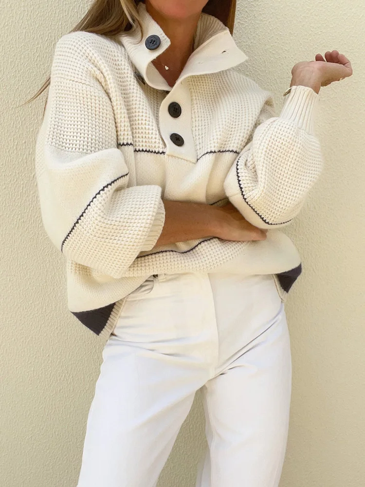 Women Loungewear Fashion Patchwork Sweaters Autumn Winter Long Sleeve Turtleneck Loose Ladies Pullovers Streetwear Dropshipping