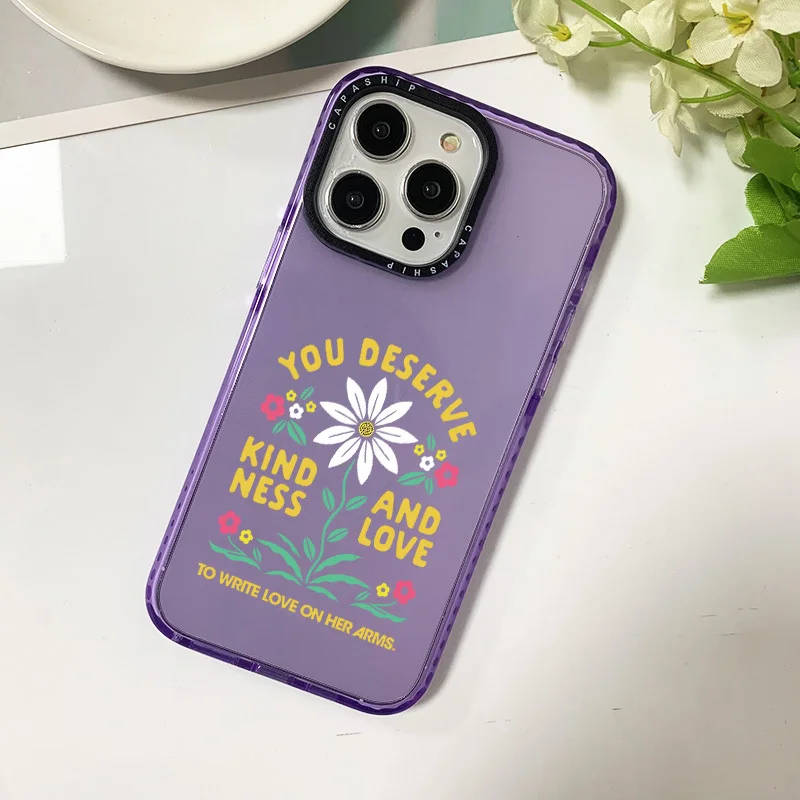 Ins YOU Deserve Flower Case For Iphone 11 14 15 Pro Max Clear Silicone Soft Funda 12 13 Mini 7 8 Plus X XR XS Shockproof Cover