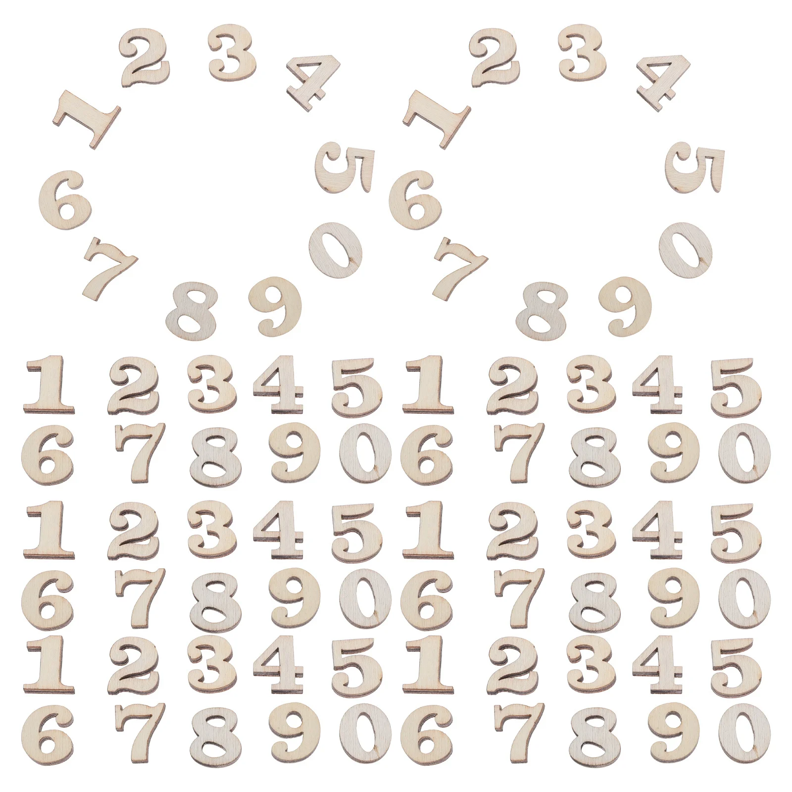 400 Uds números de madera Natural 0-9 Mini fichas de números de madera sin terminar para manualidades DIY Scrapbooking decoración del hogar