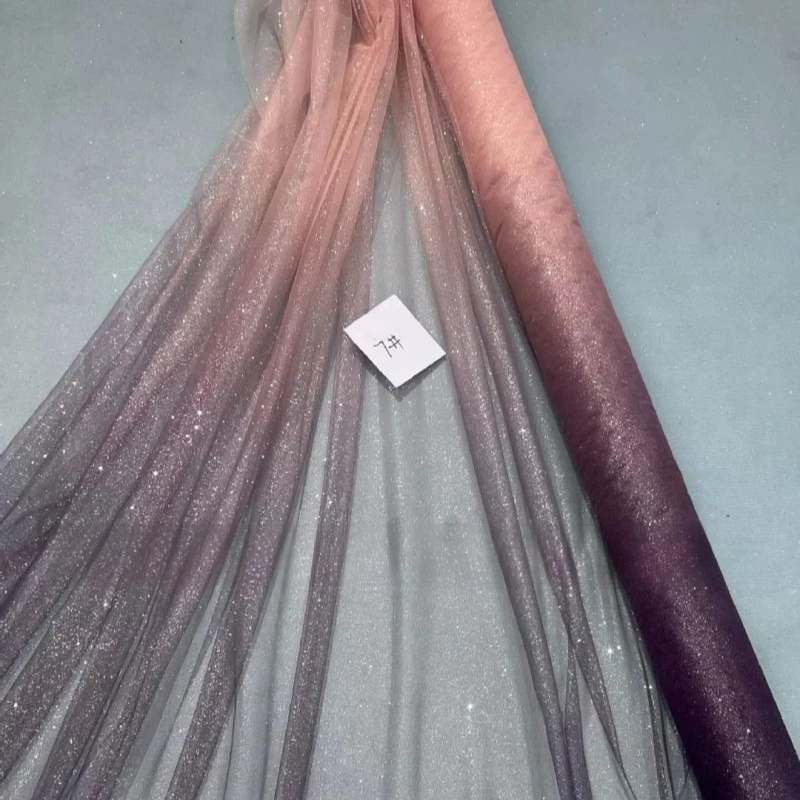 5yard Graduated Colorful Tie Dyed Tulle Fabric with Gradient Colors Mesh Super Soft Ombre Tulle Net Lace for Prom Party Dress view 4