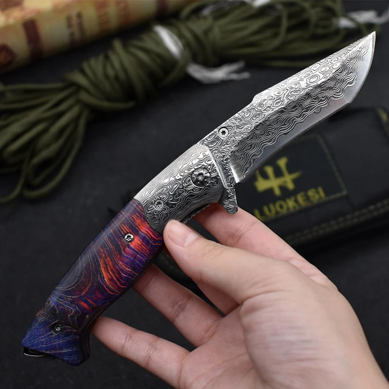 

New product VG10 Damascus steel imports blacksmithing collection tool knife folding knife outdoor Camping and Fishing EDC tool