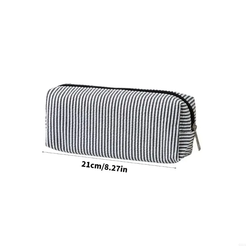 Estuche para lápices a rayas resistente agua, bolsas para bolígrafos poliéster, bolsa almacenamiento cosméticos para