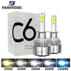 PANOVEHEL Led Headlight Hulbs H7 LED H1 H3 Car Lights H4 880 H11 HB3 9005 9006 H13 3000k 6000K 72W 12V C6 8000LM Auto Headlamps