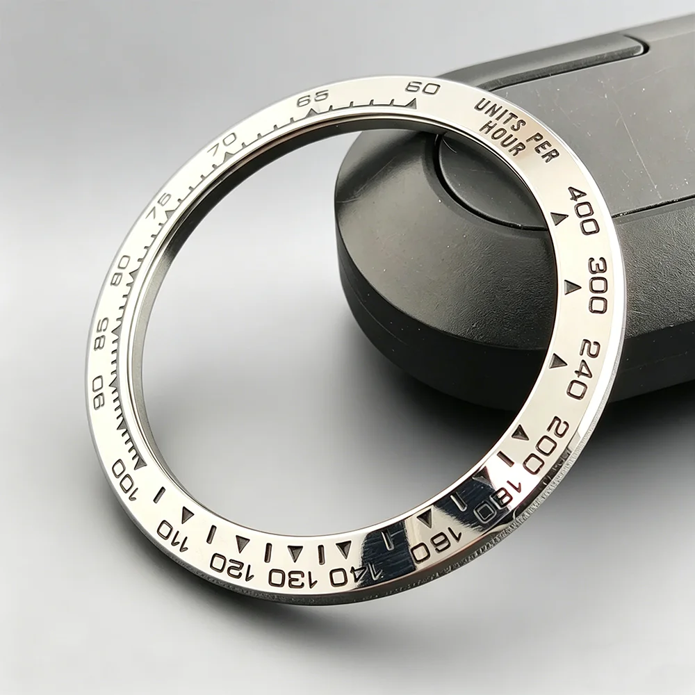 39.3*31.5mm Sloped Ceramic Bezel Insert Special Silver Metal Bezel Module Watch Replacement Accessories For VK63 Daytona Watc