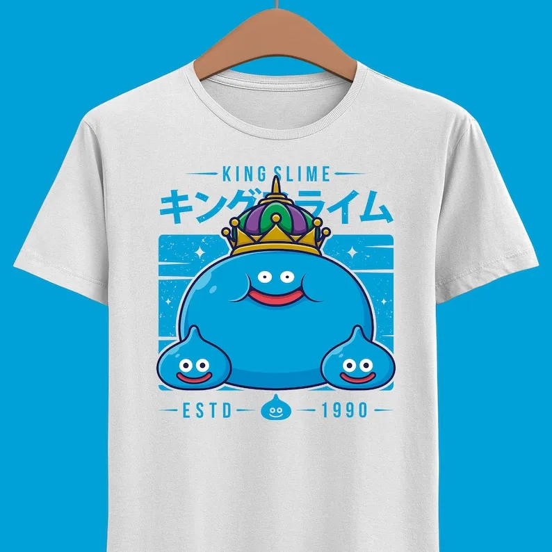 King Slime & Slime Monsters Unisex T-shirt - Dragon Quest Gaming Tee - Rpg Game Shirt - Jrpg Gamer Tee