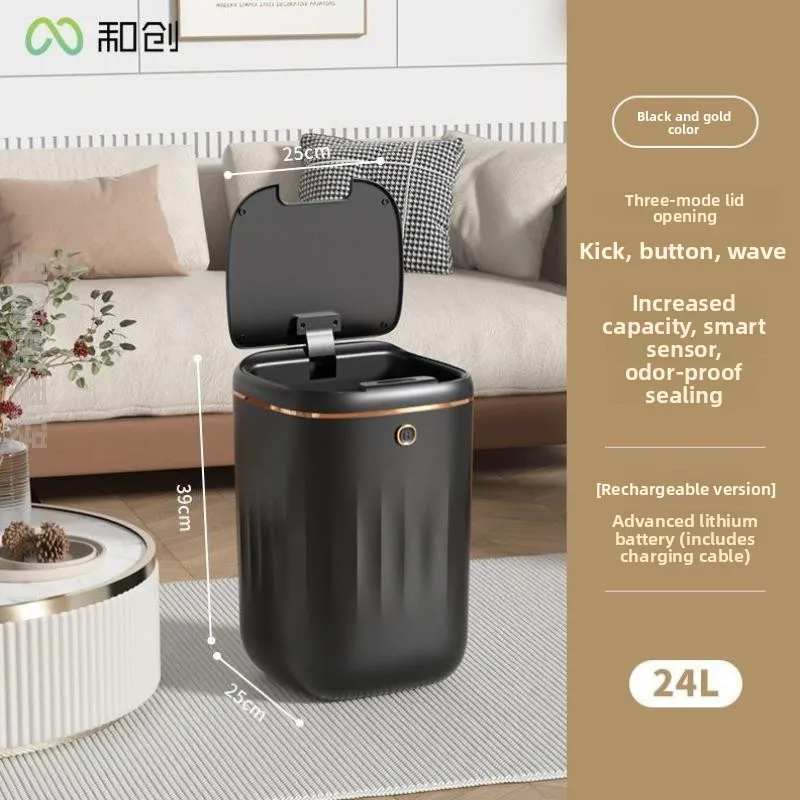 

Большая умная мусорная урна с автоматическим открыванием для отелей и кухонь, новая версия, простой дизайн, устойчивая к запахам, из прочных материалов PP, PET, ABS