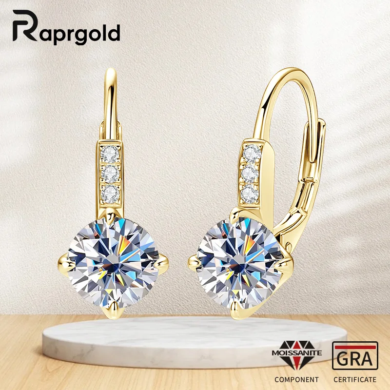 

RAPRGOLD D VVS1 1.0ct Round Cut Moissanite Classic Hoop Earrings for Women Real 925 Sterling Silver Fine Jewelry Gift Pendientes
