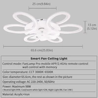 Ceiling Lamp Fan Silent 6 Speed APP Remote Control Intelligence Ceiling Fan with Light 3 Color Dimmable for Kid Room Living Room 6