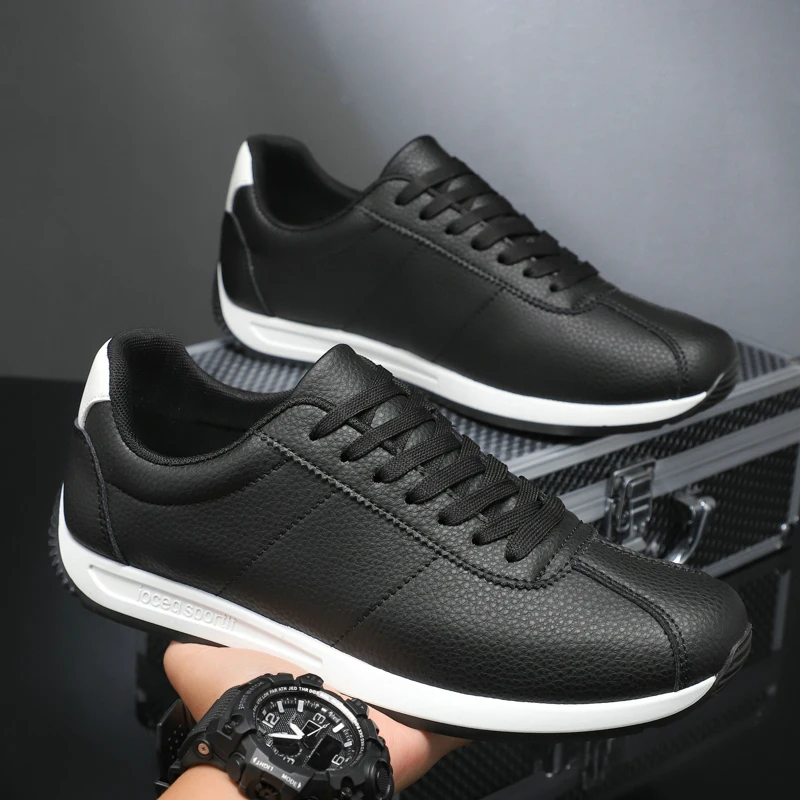

2025 White Leather Sneakers Sport Vulcanized Shoes Comforthable Spring Sneakers Casual Shoes Fashion School Tennis Flat Shoes