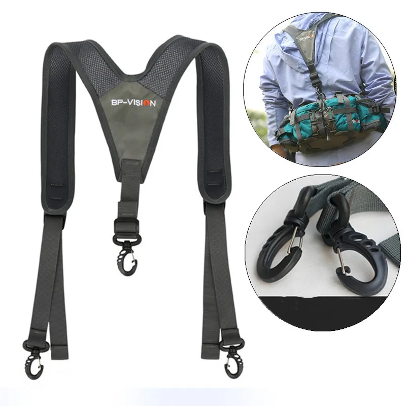 Correa de senderismo para acampar al aire libre, accesorios ergonómicos de oso trasero, correas transpirables de poliamida para correr con hebillas ajustables