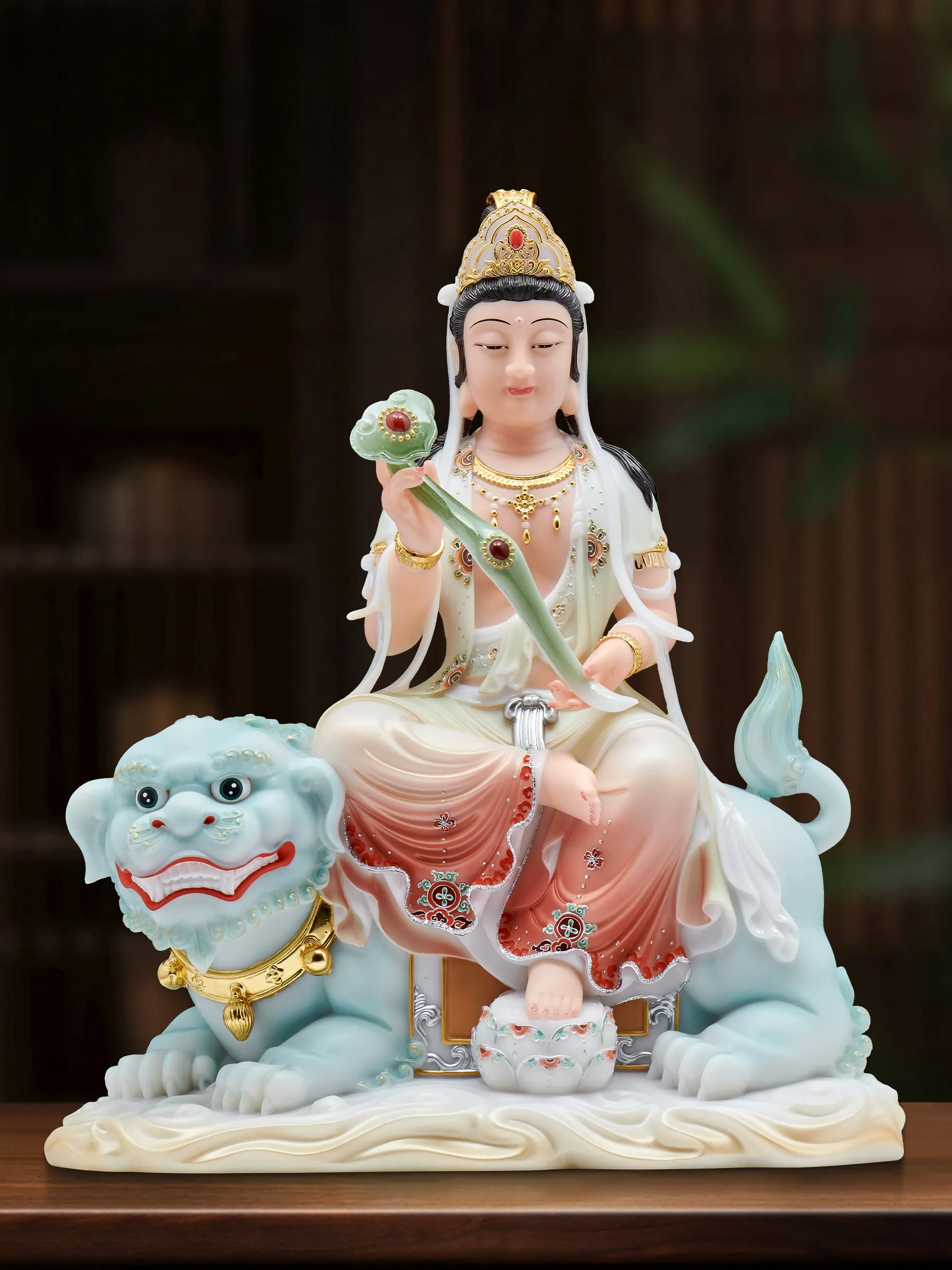 XL Manjushri Bodhisattva Puxian Bodhisattva Buddha Statue Manjushri Puxian Seated Statue Temple Home Living Room Offering
