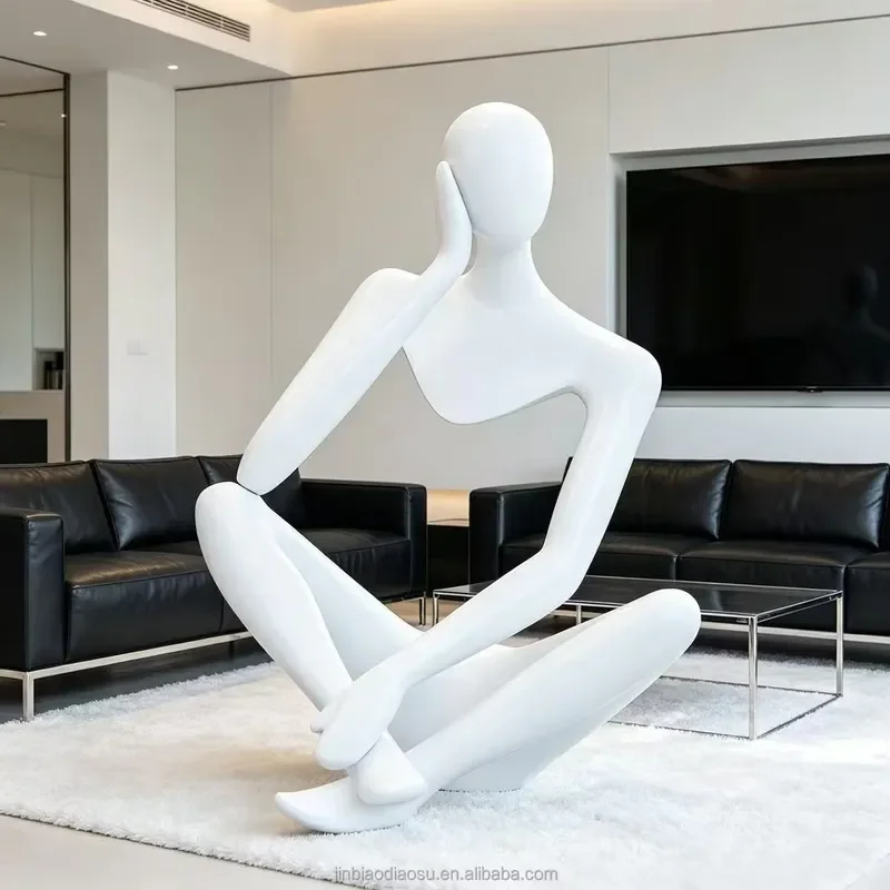 Custom Eco-Friendly Hand-painted Outdoor Modern Large Resin Decorative Art Sculpture Piece Abstract Figure Life Size Thinker