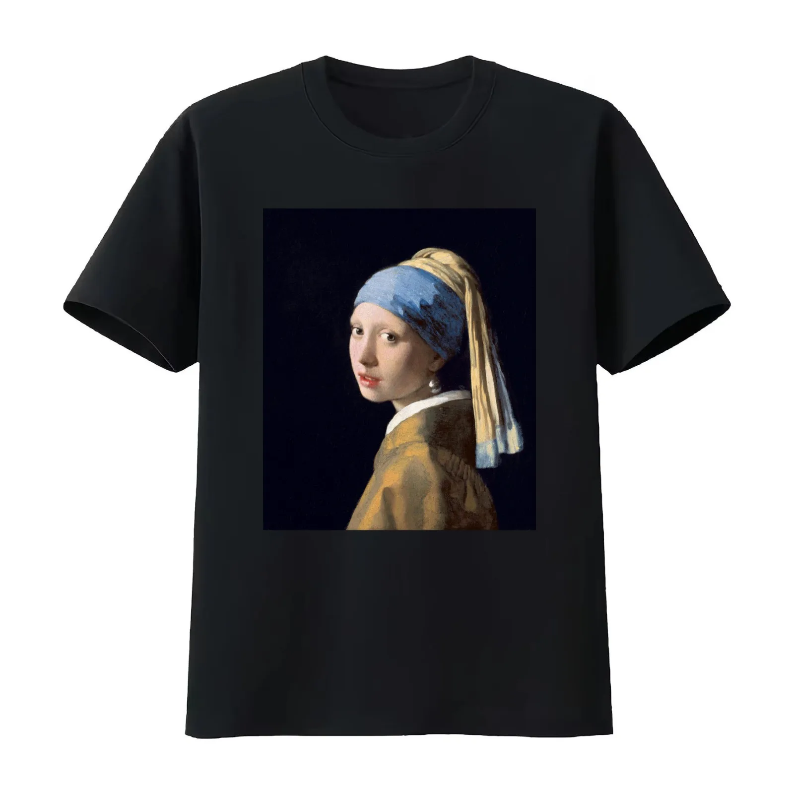 Johannes Vermeer - Girl with a Pearl Earring T-Shirt Summer Casual Cotton Tee Oversized Streetwear Tops Vintage Graphic Print