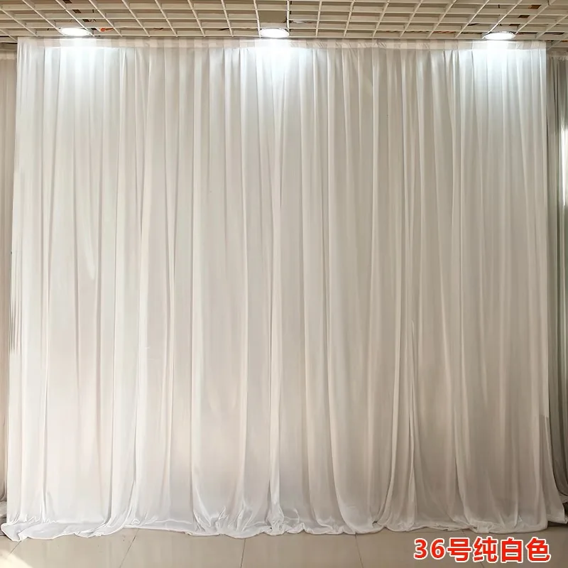 Ice Silk Simple Solid White Wedding Backdrop Backgrounds Curtain for Event Party Decoration Baby Shower Birthday Stage Panel