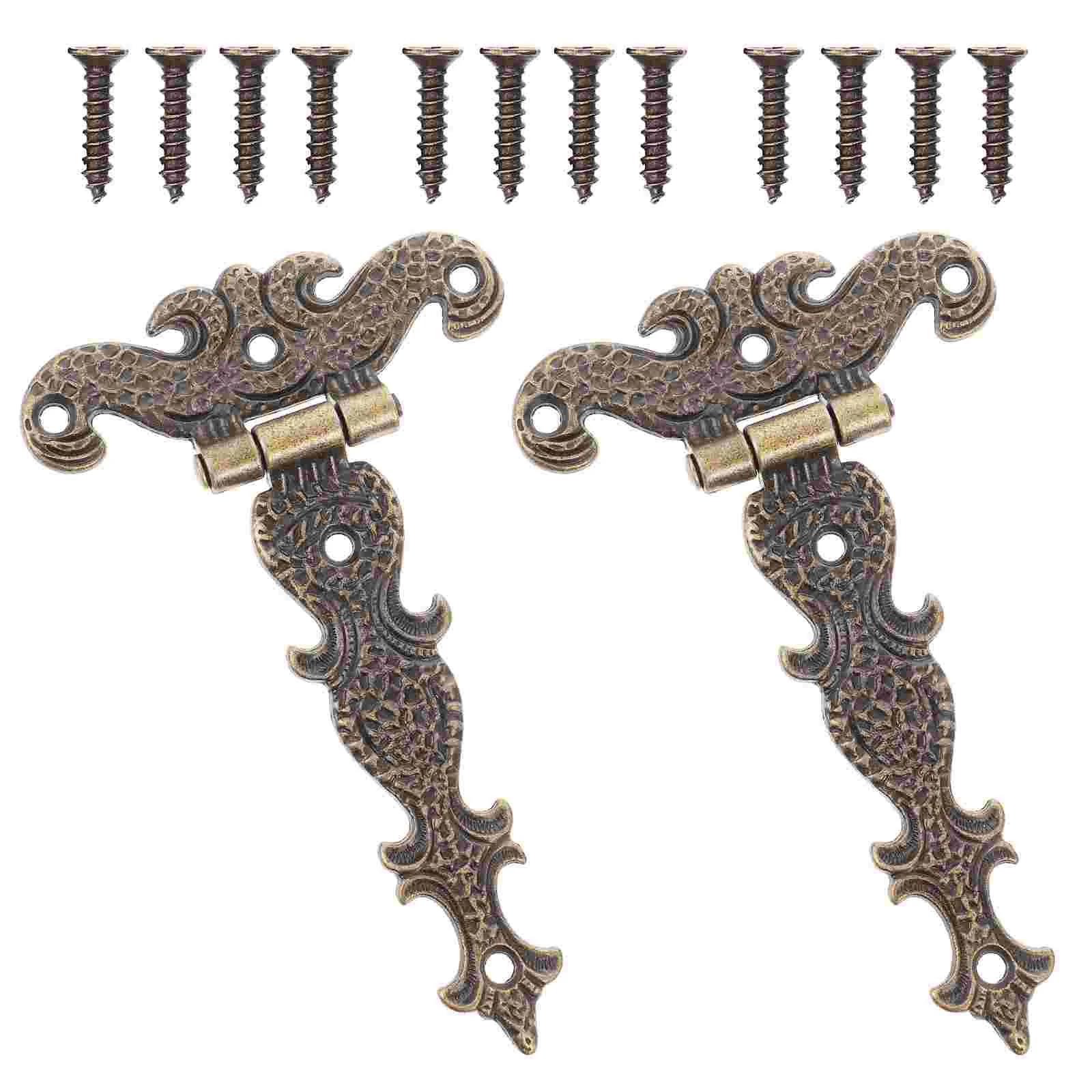 

2 Pcs Automatic Hinge Country Decor Decorative Tee-strap Zinc Alloy European Style Hinges