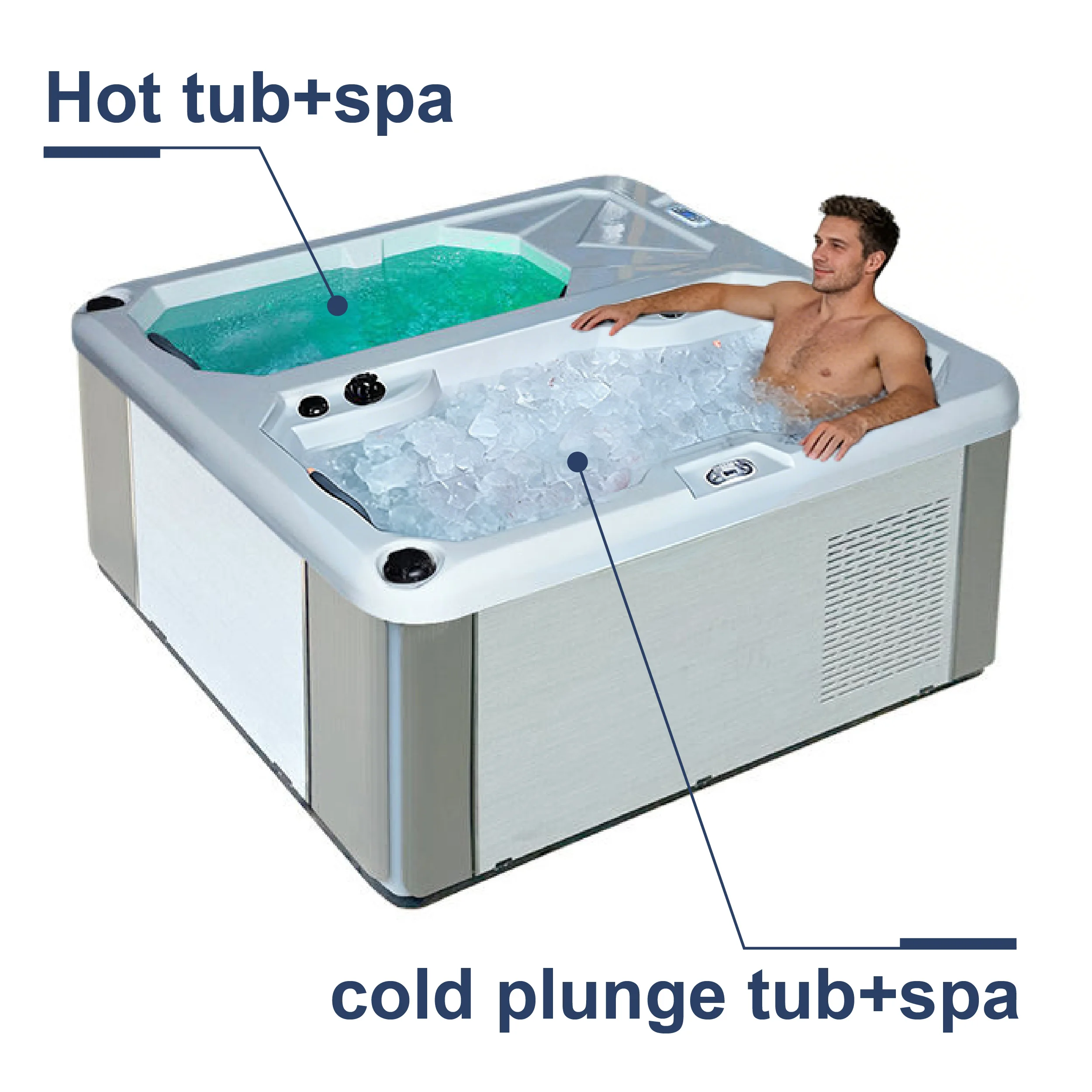 Luxury High Quality  Acrylic Freestanding All in One Ice Bathtub Spa Tubs Luxury Ice Bathtub for Adult