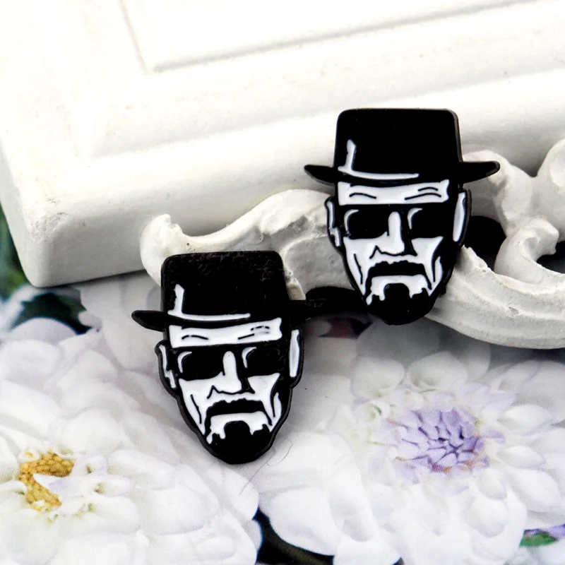 Heisenberg Brooch Breaking Bad Walter White Enamel Pin Lapel Brooch Metal Brooch Bag Badge Jewelry Gift for Kids Friend