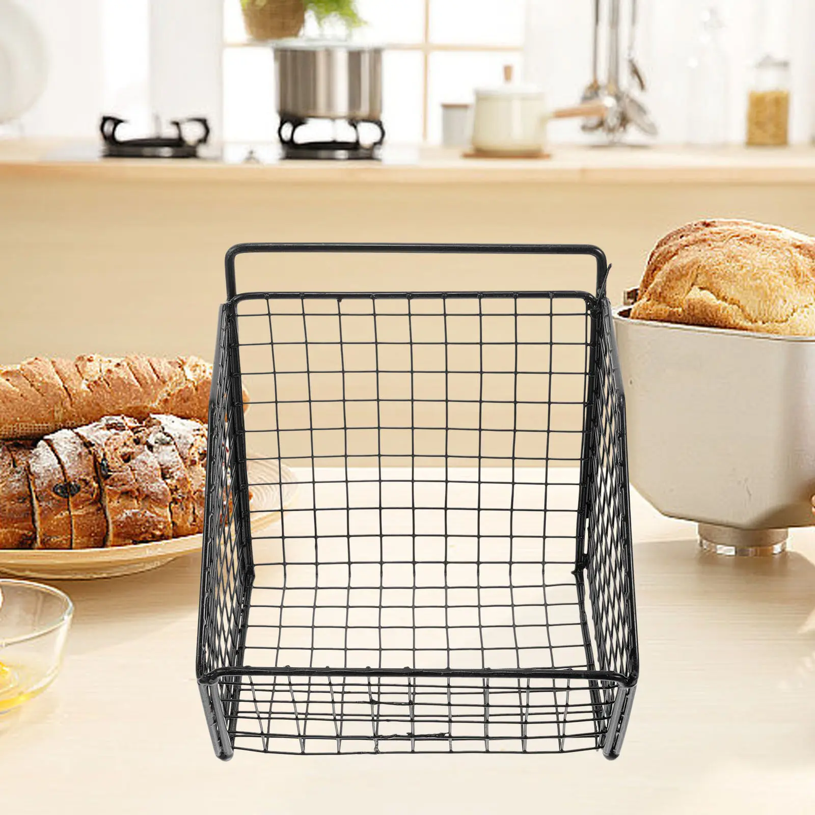 1 ensemble de paniers de rangement muraux pour cuisine, gain de place, en acier au carbone, pour fruits et légumes, paniers muraux pour la salle de rangement