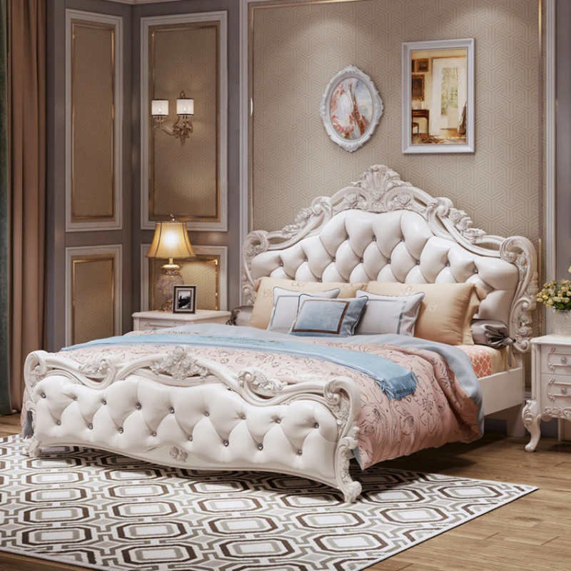 

High End European Double Bed Glamorous Princess Castle Girls Luxury Twin Bed Floor Modern Camas Matrimonial Bedroom Furniture