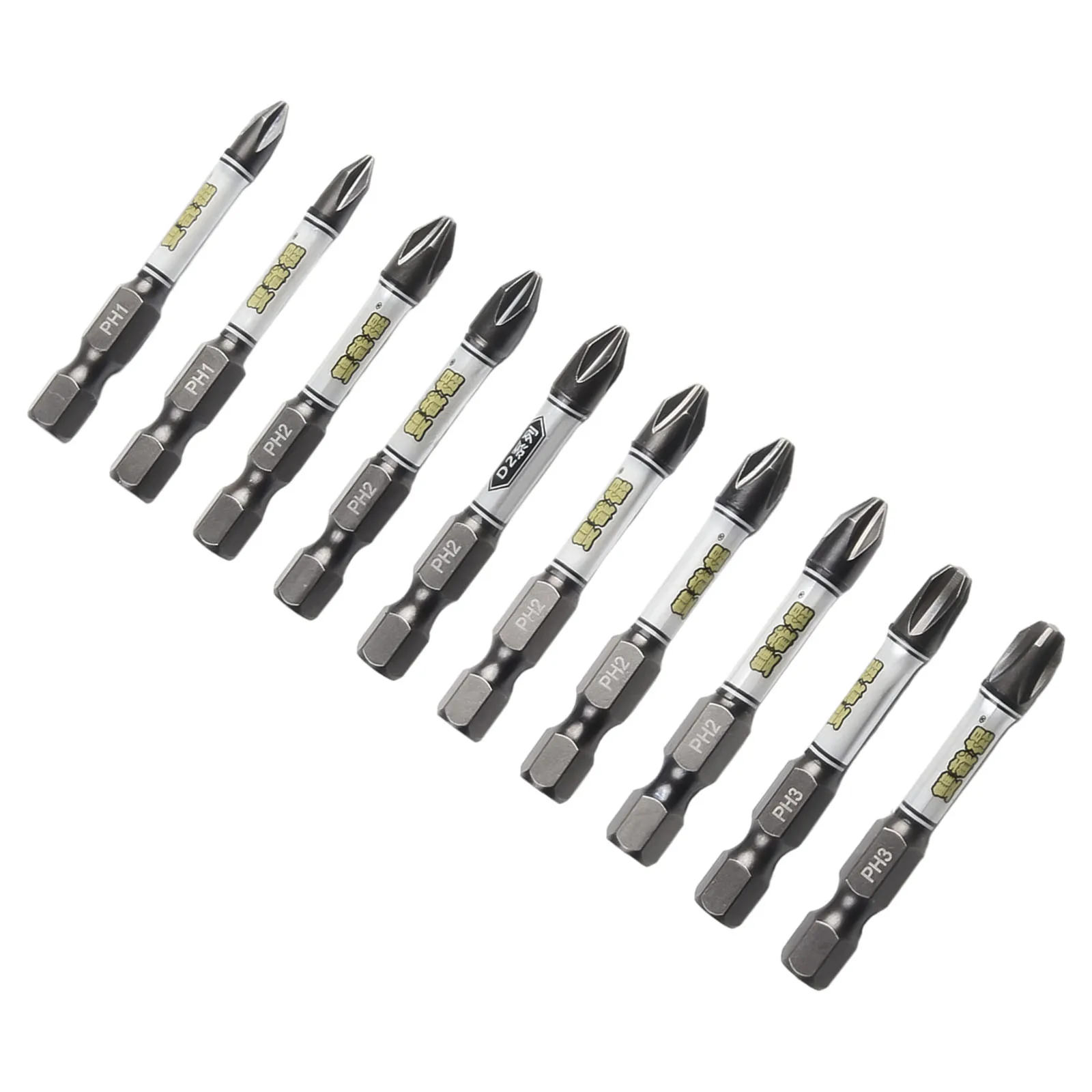 High Quality Practical Screwdriver Bit Set 50mm Long 1/4inch Assortment Hand Tools Heavy Duty Metal White Grey