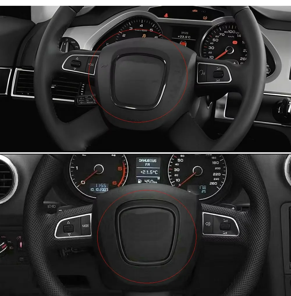 ألياف الكربون/لمعان أسود عجلة توجيه سيارة حلقة الكسوة ملصق غطاء الديكور لأودي A4 B6 B7 B8 A6 C6 A5 Q7 Q5 A3 8P S3