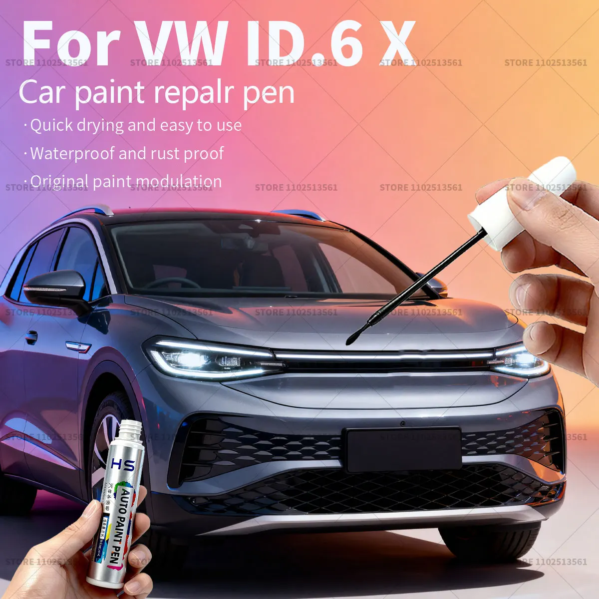 

Ручка для ремонта автомобильной краски для Volkswagen ID.6 X Touch Up Scratch Remover DIY Автоаксессуары Золото LC9T Синий A4X Белый LU9E Красный LP3U