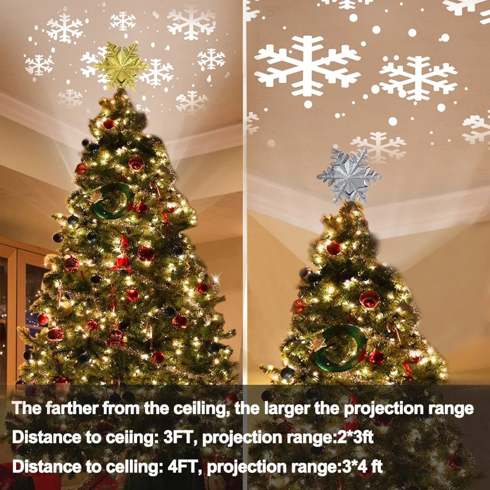 LED 회전 프로젝터 조명 포함 크리스마스 트리 토퍼, 2.4m 플러그 와이어, 휴일 장식용 LED 야간 조명, 1 개
